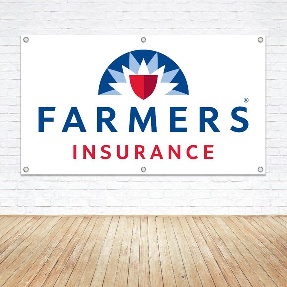 FARMERS INSURANCE Logo Vinyl Banner 1.5 x 2.5ft. Sign Coverage Broker Office New - Picture 1 of 4